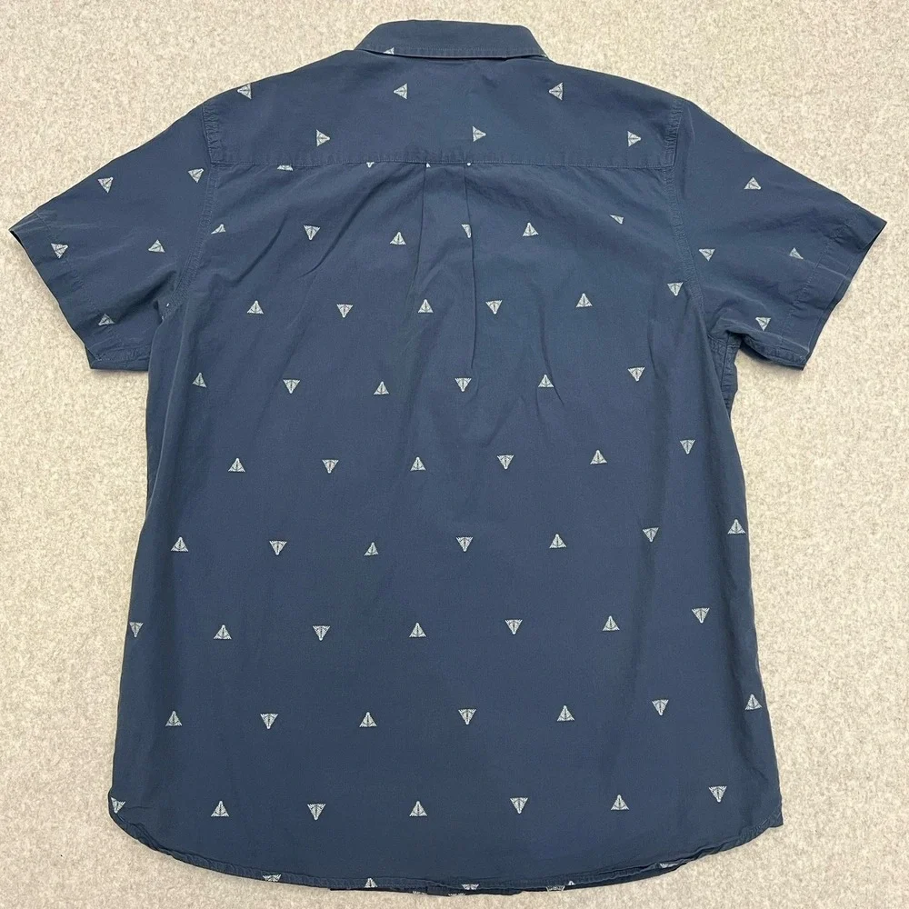 North Face Shirt Men's Large Blue AOP Trees Short Sleeve Outdoors Pocket Hike